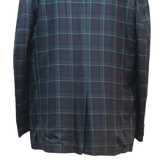 Mens Blazer Tartan Plaid Blue Green 100% Wool Formal Party Jacket Sport Coat 46R - Picture 8 of 8